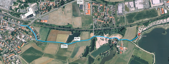 Weg vom Kindergarten zur Bootshütte an der Kieswäsch